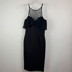 BCBGeneration Black Lace Ruffle Sheath Dress Size 2 Cocktail Evening NWT